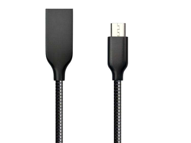 Micro 扁弹簧管 平USB 黑色