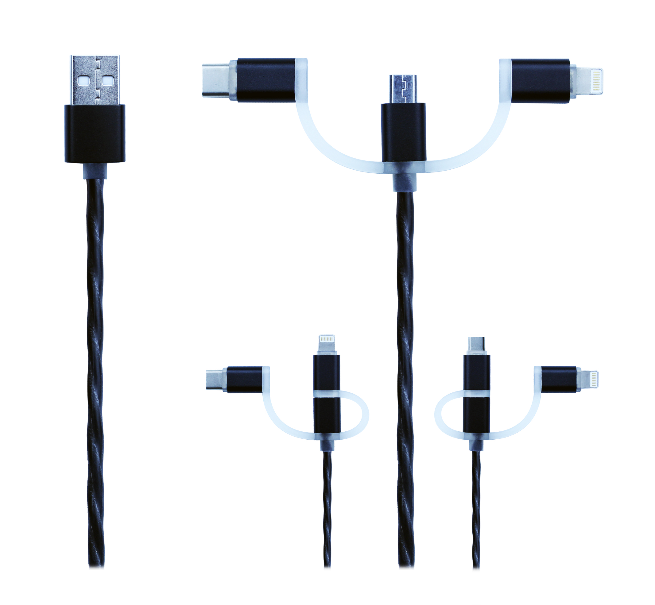 3 in 1 Semi-Transparent TPE Type C cable
